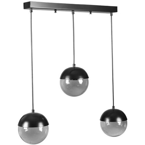 Opviq Küre 3 Lü Sıralı siyah Füme Camlı Sarkıt dark grey chandelier Slike