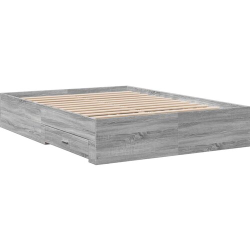 VidaXL Okvir za krevet s ladicama boja sivog hrasta 120x190 cm drveni Slike
