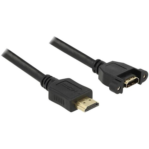 Delock HDMI podalj&scaron;ek HDMI-A vtič\, HDMI-A vtičnica 1.00 m črna 85102 lahko se privije\, pozlačeni konektorji HDMI kabel, (20416499) Cene
