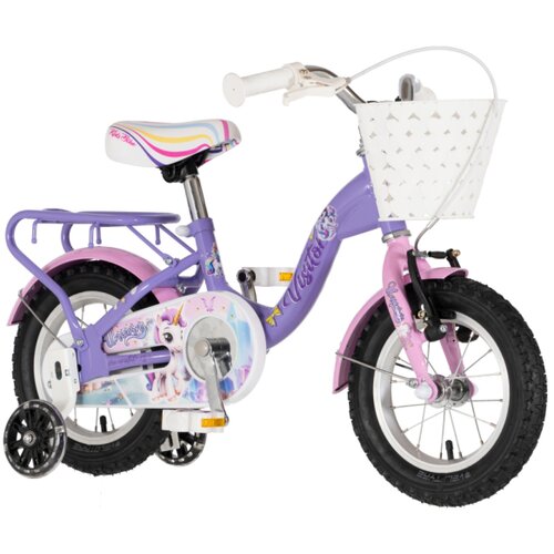Visitor bicikl kids unicorn 12" 8" v-brake kontra 95-115cm (12") ljubičasti 1120122 Cene
