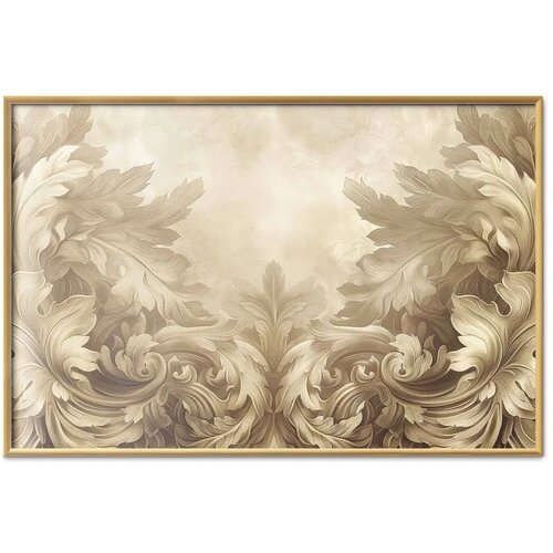  Plakat - Carved Ornaments in Sepia Shades 90x60 Zlatni okvir Cene