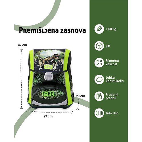 ABC123 Ergonomska &amp;scaron;olska torba Classy Dino Slike