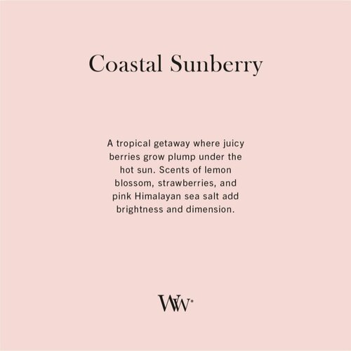 WoodWick Coastal Sunberry mirisna svijeća s drvenim fitiljem 85 g Slike