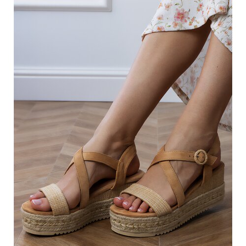 D/CEO Beige wedge espadrille sandals Sywiera Cene