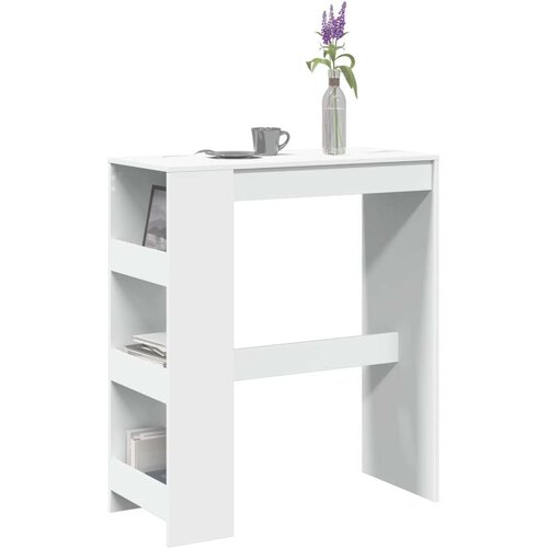 vidaXL Barska miza s policami bela 90x40x103,5 cm inženirski les Cene
