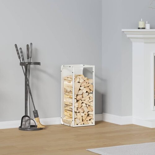 VidaXL stojalo za drva white 25x25x60 cm hladno valjano jeklo Slike