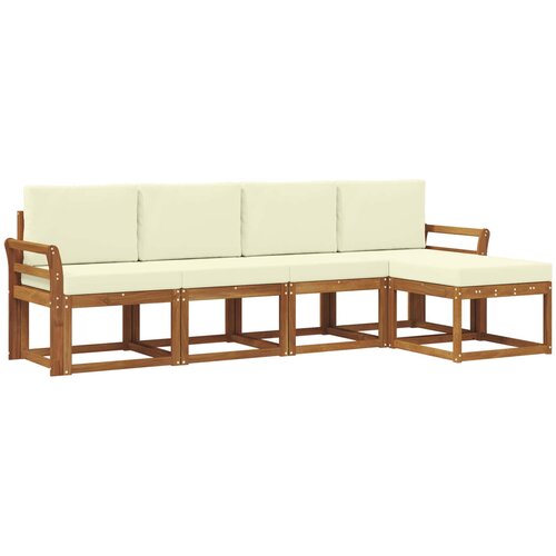  Set vanjskih sofa 5 kom. Prirodna i krem Smeđa 253 x 122,5 x 73 cm Slike