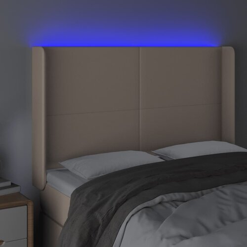  LED uzglavlje boja cappuccina 147x16x118/128cm od umjetna koža Slike