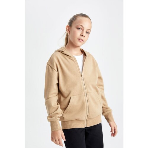 Defacto Girls Basic Hooded Zippered School Cardigan Slike