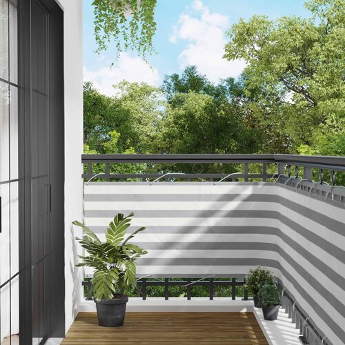  Balcony ekran Svijetlo siva i bijela. 75 x 1000 cm Cijene