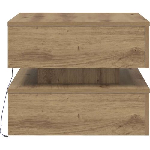  Stolić za kavu s LED svjetlima boja hrasta artisan 50x50x40 cm Slike
