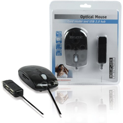 König KONIG Optički mi&scaron; CMP-MOUSE HUB10, 800dpi + 2 x USB HUB, Čitač kartica, Crni Cijene