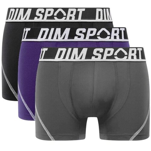 DIM SPORT MICROFIBRE BOXER 3x - Men's sports boxer briefs 3 pcs - gray - blue - black Slike