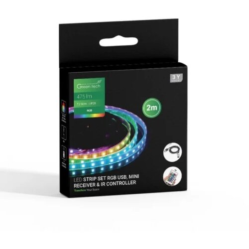  LED traka Green Tech 2m, USB + daljinski, 7,2 W m, 5050, 30 LED m, RGB, IP20 Cijene