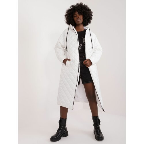 Fashion Hunters White long quilted jacket with hood Slike