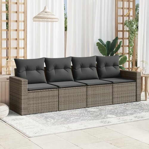  4-dijelni set vrtnih sofa od poliratana s jastucima sivi Siva Cene