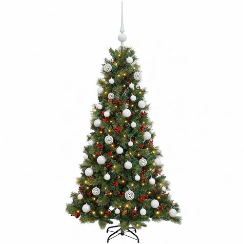  Umjetno božićno drvce s kuglicom 150 cm 150 LED lampica - 150 cm s LED žaruljama i bijelim kuglicama Slike