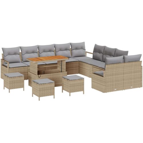  Set vrtnih sofa od 14 kom s jastučićima Bež Poli Ratan Akacija  2-sjedalna vrtna sofa s pohranom i jastučićima Bež Poli Ratan  4 Cijene