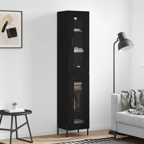 VidaXL Visoka omara črna 34,5x34x180 cm inženirski les Slike