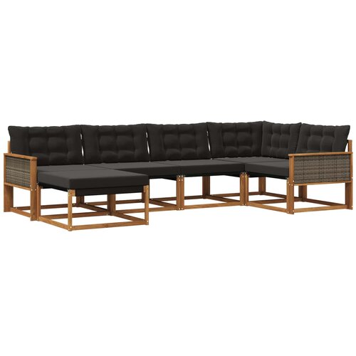 vidaXL Zunanja garnitura za sedenje z blazino 6 pcs Naravna in črna, (5000270370) Cene