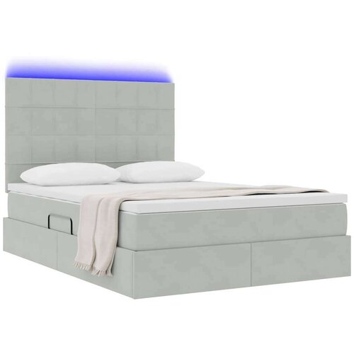  Krevet S LED lampica Svijetlo siva 140 x 200 cm Bar&amp;scaron;un Slike
