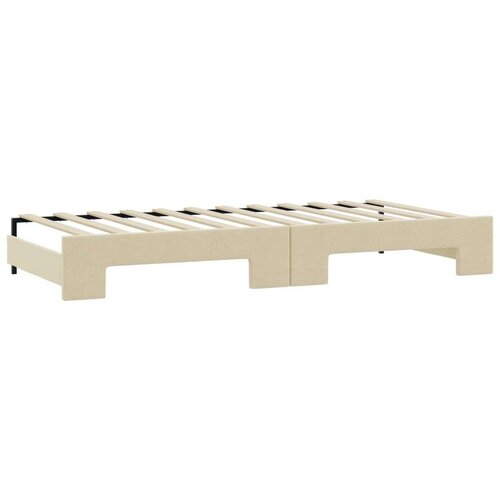 VidaXL dnevni krevet na razvlačenje s ladicama krem 90x200 cm tkanina Slike