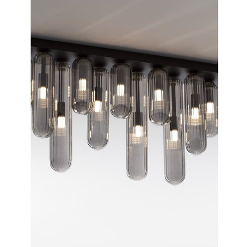 Nova Luce Siva steklena stropna svetilka s steklenim senčilom 10x72 cm Gustave &amp;ndash; Slike