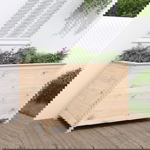 VidaXL Vrtna visoka greda 119,5x82,5x78 cm trdna borovina Slike
