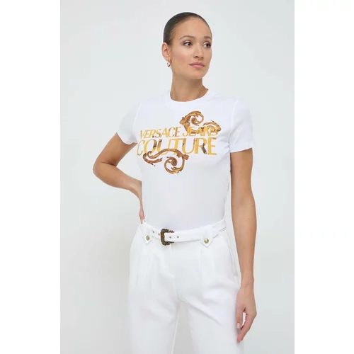 Versace Jeans Couture Pamučna majica za žene, boja: bijela