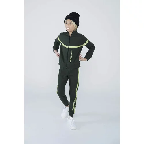 Karl Lagerfeld Dječji donji dio trenirke boja: zelena, s tiskom
