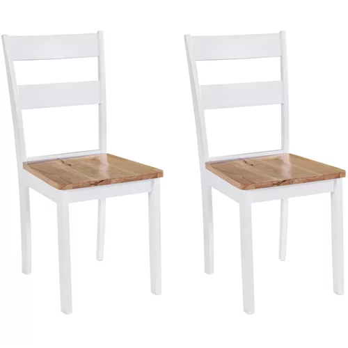  Blagovaonske stolice od masivnog drva kaučukovca 2 kom bijele