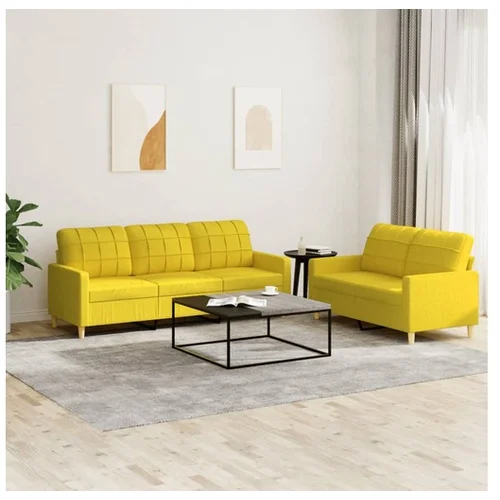 vidaXL 2-dijelni set sofa s jastucima svjetložuti od tkanine