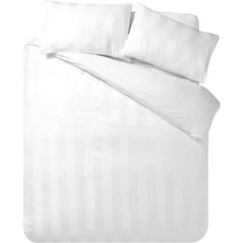 Catherine Lansfield Bela 3-delna satenasta posteljnina za zakonsko posteljo 200x200 cm So Soft Satin Stripe &ndash; Cene