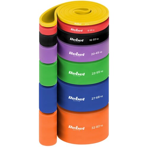 Rebel ACTIVE Set TPE traka za vežbanje Power Band PT-S7 otpor 4-82 kg 7 traka u setu RBA-3001-S7 Slike