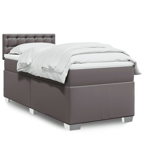 The Living Store Box spring postelja z vzmetnico siva 100x200 cm umetno usnje - Box Spring Postelja, (21428155) Slike