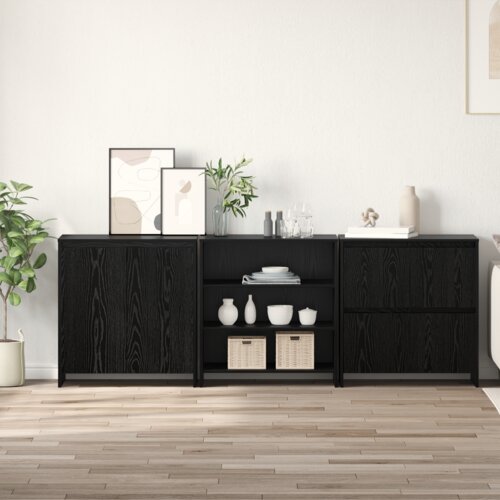 VidaXL Kreveta 3 pcs Crni hrast 70 x 41 x 75 cm Konstruirano drvo Slike