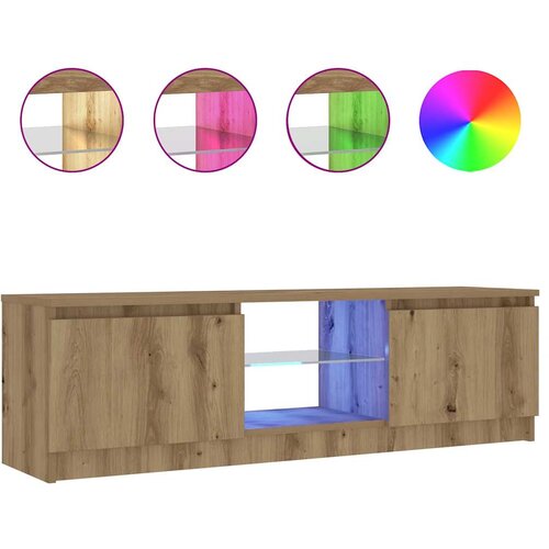 Maison Chic TV omarica - TV stojalo - Televizijska omarica z LED artisan hrast 120x30x36 cm inženirski les, (21699970) Slike