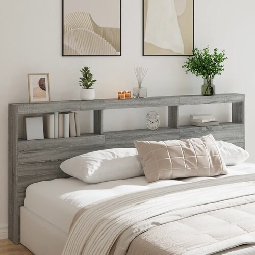 vidaXL Omarica za vzglavje postelje LED siva sonoma 220x17x102 cm Cene