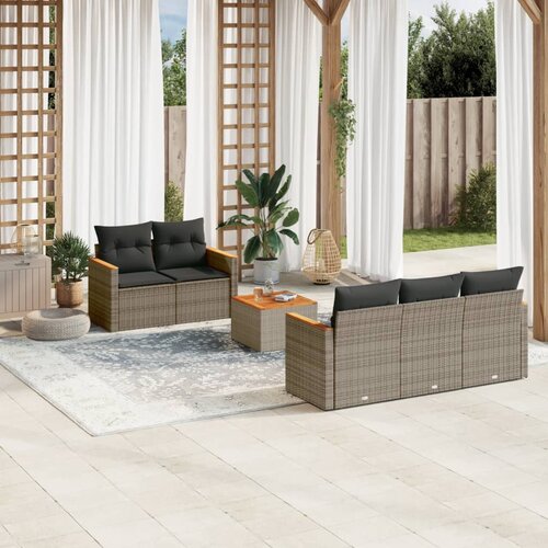VidaXL 6-dijelni set vrtnih sofa od poliratana s jastucima sivi Slike