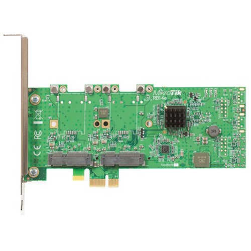 MikroTik RouterBoard RB14e PCIexpress to 4 x miniPCIexpress adaptor (low and regular brackets w/ holes for SMA) Cene