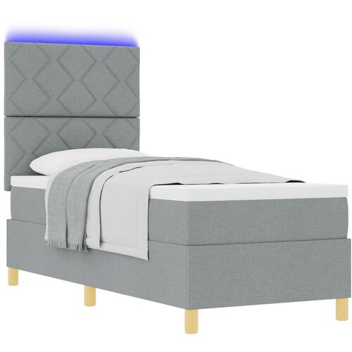 VidaXL Vzmetnica z vzmetnico in LED svetlom svetlo sivo 80x200 cm tkanina Slike