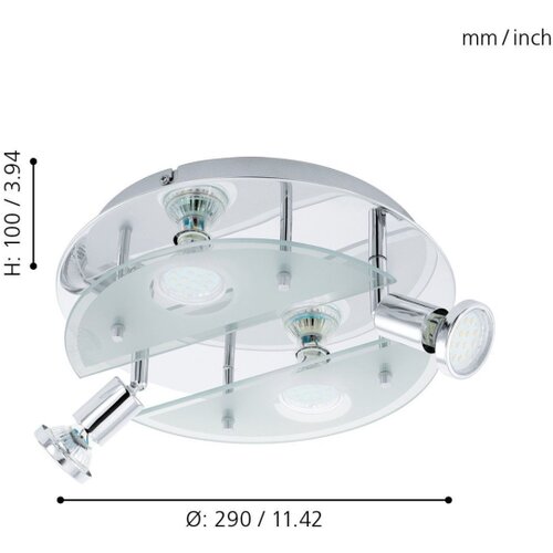 Eglo cabo 1 reflektor/4, led, gu10, 4x3w, 4x240lm, krom/bijela Slike