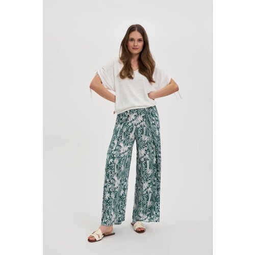 Marisse Patterned Green Viscose Trousers Slike