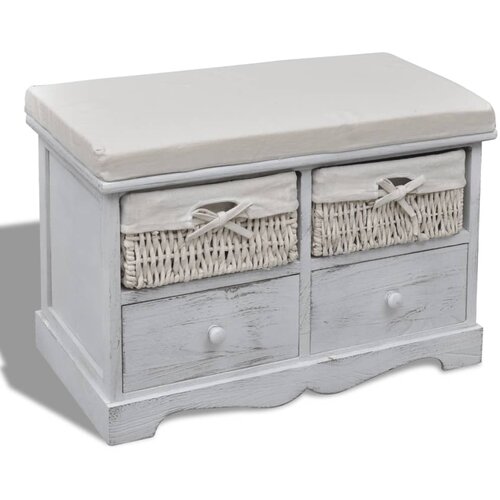 VidaXL Klop s prostorom za shranjevanje bela 62x33x42 cm pavlovnija, (20772342) Slike