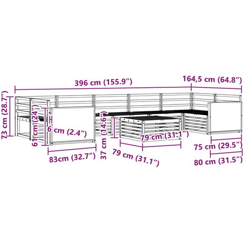  Set vanjskih sofa 8 kom. Prirodna Čvrsto drvo akacije Smeđa Slike