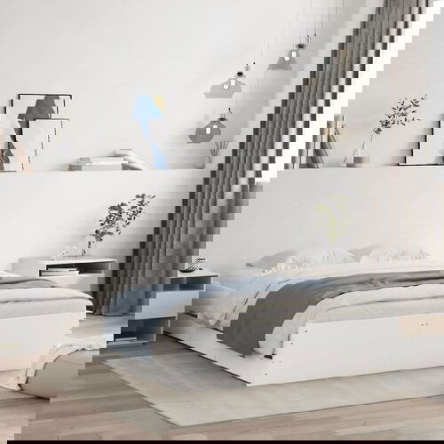 VidaXL Posteljni okvir s predali bel 120x190 cm inženirski les Slike