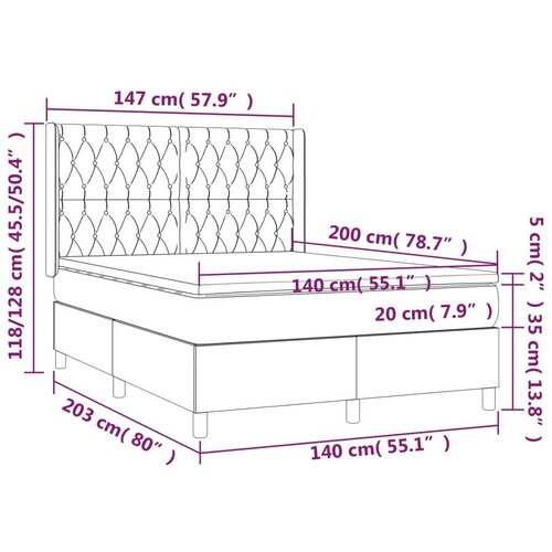VidaXL Krevet box spring s madracem LED crni 140x200 cm bar&amp;scaron;un Slike