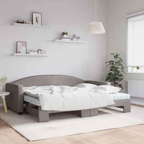  Izvlečna dnevna postelja z vzmetnico taupe 90x200 cm blago, (20929597) Slike