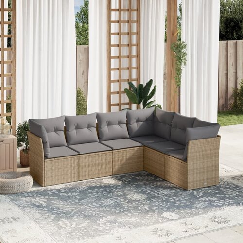 vidaXL 6-dijelni set vrtnih sofa s jastucima bež od poliratana Cijene