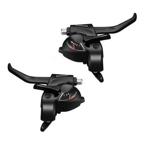 Shimano ručice menjača/kočnica STEF41 6X3 brzina 2 finger for vbrake std shift &amp;amp; brake cable length black indpack ESTEF41P6AL Slike